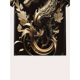 Summer Fashion Golden Dragon Print Short-Sleeved Round Neck T-Shirt - Men's Casual All-Match Outdoor Top