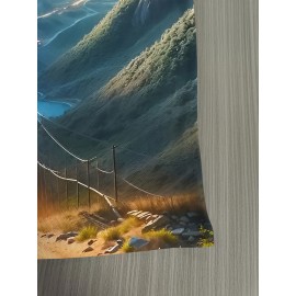 Men'S 3D Jesus Print T-Shirt - Casual Crew Neck, Short Sleeve, Stretch Fabric, Vibrant Mountain Landscape Design with Illuminated Pathway, Perfect for Spring & Summer