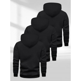 Men'S Casual Minimalist Style Hoodie, Paris Letter Print Men'S Long Sleeve Hoodie Three-Piece Set