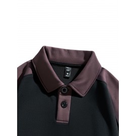 [NASAOVER Long Sleeve Shirt] Men's NASAOVER Colorblock Long Sleeve Shirt - Casual Loose Fit, Two-Tone Black/Beige, Button Detail, Ideal for Spring & Summer Outdoor Activities