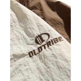 Men's Casual Full-Zip Color Block Jacket, Lightweight Comfy Blouson Jacket For Spring/Fall Outdoor Activity