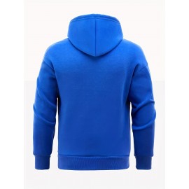 Men's Hooded Sweatshirt - Cold-Resistant Athletic Pullover Hoodie with Front Pocket, Royal Blue Gym Jacket for Running, Hiking, Casual Outfits - Machine Washable Polyester Hoodie for Men, Gym Hoodie