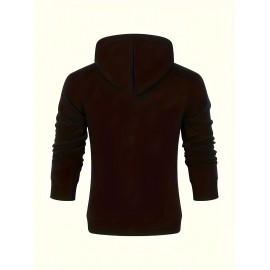 Men's Hooded Sweatshirt - Cold-Resistant Athletic Pullover Hoodie with Front Pocket, Royal Blue Gym Jacket for Running, Hiking, Casual Outfits - Machine Washable Polyester Hoodie for Men, Gym Hoodie