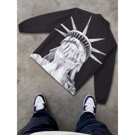 Gentlemen's Jacket Men's Spring and Autumn Thin Casual Lapel Portrait Print Trendy Fashion Zip-Up Outerwear Long Sleeve