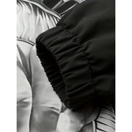 Gentlemen's Jacket Men's Spring and Autumn Thin Casual Lapel Portrait Print Trendy Fashion Zip-Up Outerwear Long Sleeve