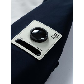 Men'S Hooded Windbreaker Jacket - Navy & White Color Block, Loose Fit with Zipper Pockets, Casual Outdoor Spring/Fall Coat for Casual Attire, Windbreaker Jacket, Spring Outerwear, Contrast Color Design, Durable Fabric