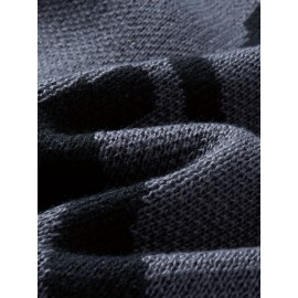 [Men's Geometric Sweater] Xingfan Men's Geometric Print Pullover Sweater | Drop Shoulder Casual Long Sleeve Round Neck Knit Top with Ribbed Detailing, Autumn Winter Warmth, Regular Fit for Casual Attire