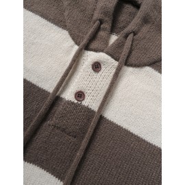 [Oversized Hooded Sweatshirt] Oversized Color-Block Hooded Sweatshirt for Men | Soft Stretch Knit Pullover with Drawstring Hood, Casual Loose Fit Long Sleeve for Autumn Winter