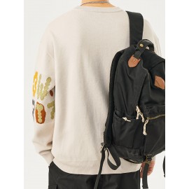 [Men's Sweater] Men's Sweater - Crewneck Pullover | Beige/Brown/Black/Gray/White/Orange/Red/Blue/Purple | Fall/Winter, Machine Washable, Everyday & Formal Outfits, Casual Knitwear, Multicolored Knitwear, Medium Stretch Fabric