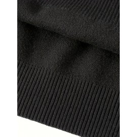 Men'S High-Neck Sweater with Striped Sleeves - Casual Knit Pullover for Fall & Winter, Beige & Black, Skinny Fit, Comfortable Clothing | Casual Style | Knit Construction, Sweater Hoodie