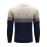 Beige/Blue/Gray/Black/White Men's Thick Winter Knit Sweater - Color Block Stripes, Round Neck Half-Zip Button Detail, Medium Stretch Casual Retro Style Regular Fit Long Sleeve Pullover for Casual Attire, Knit Sweater, Comfortable Fit