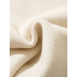 Unisex Street Style Knit Sweater, Fall/Winter Crew Neck Long Sleeve Pullover with Alphabet Print, Ripped Fringe Detail, Loose Fit, 42% Acrylic 28% Polyamide 30% Polyester Knit Fabric