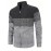 Men's Knitted High Collar Zip-Up Striped Casual Fleece-Lined Thick Sweater