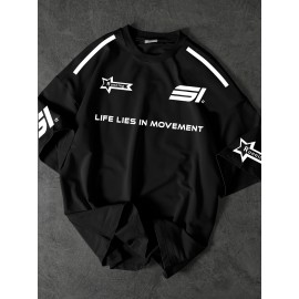 [Men's Slogan T-Shirt] Soft Polyester Men's Street Fashion T-Shirt | 